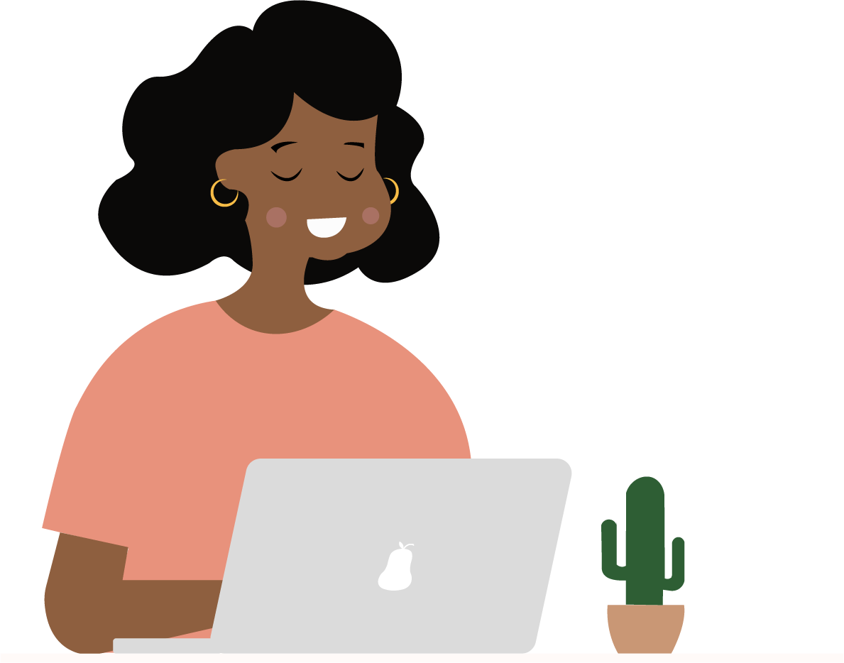 illustration of Sully-Ann Sorimoutou using a computer